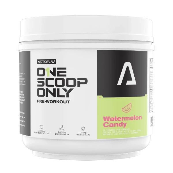 AstroFlav PreWorkout One Scoop Only Caffine, performance, pump focus energy  water melon candy flavor
