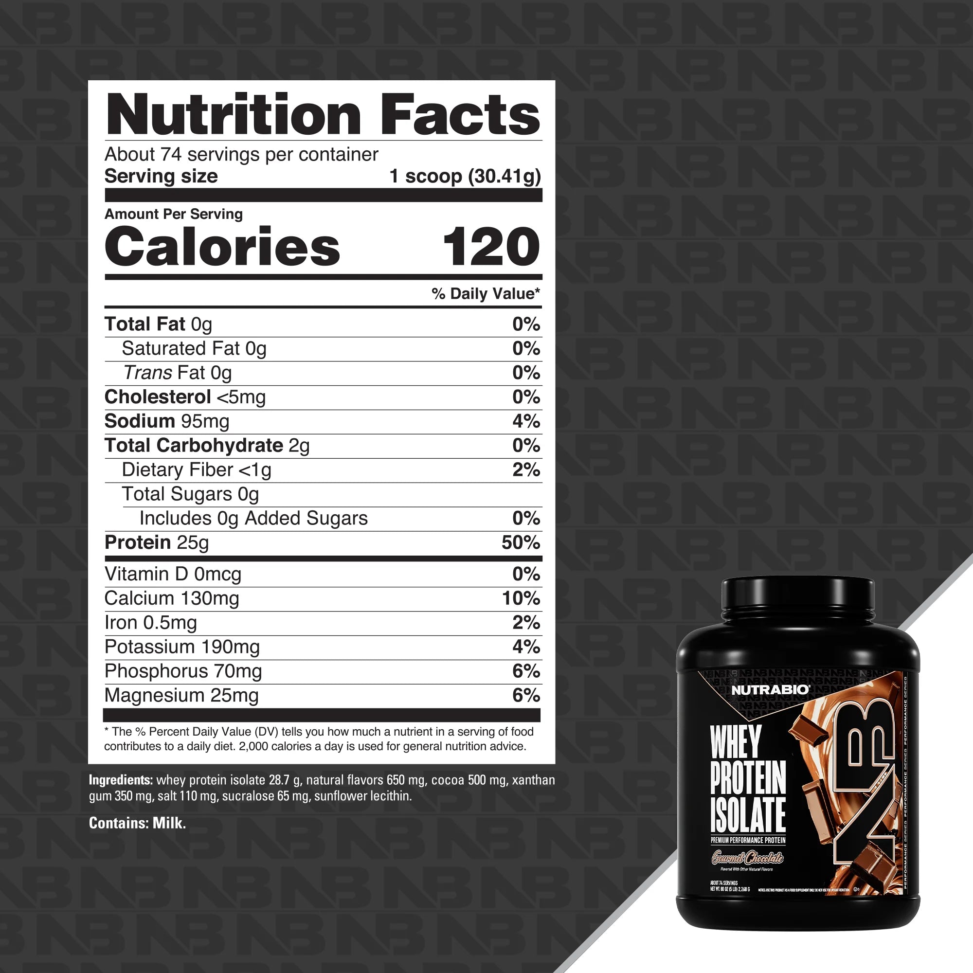 NutraBio Whey Protein Isolate 5LB