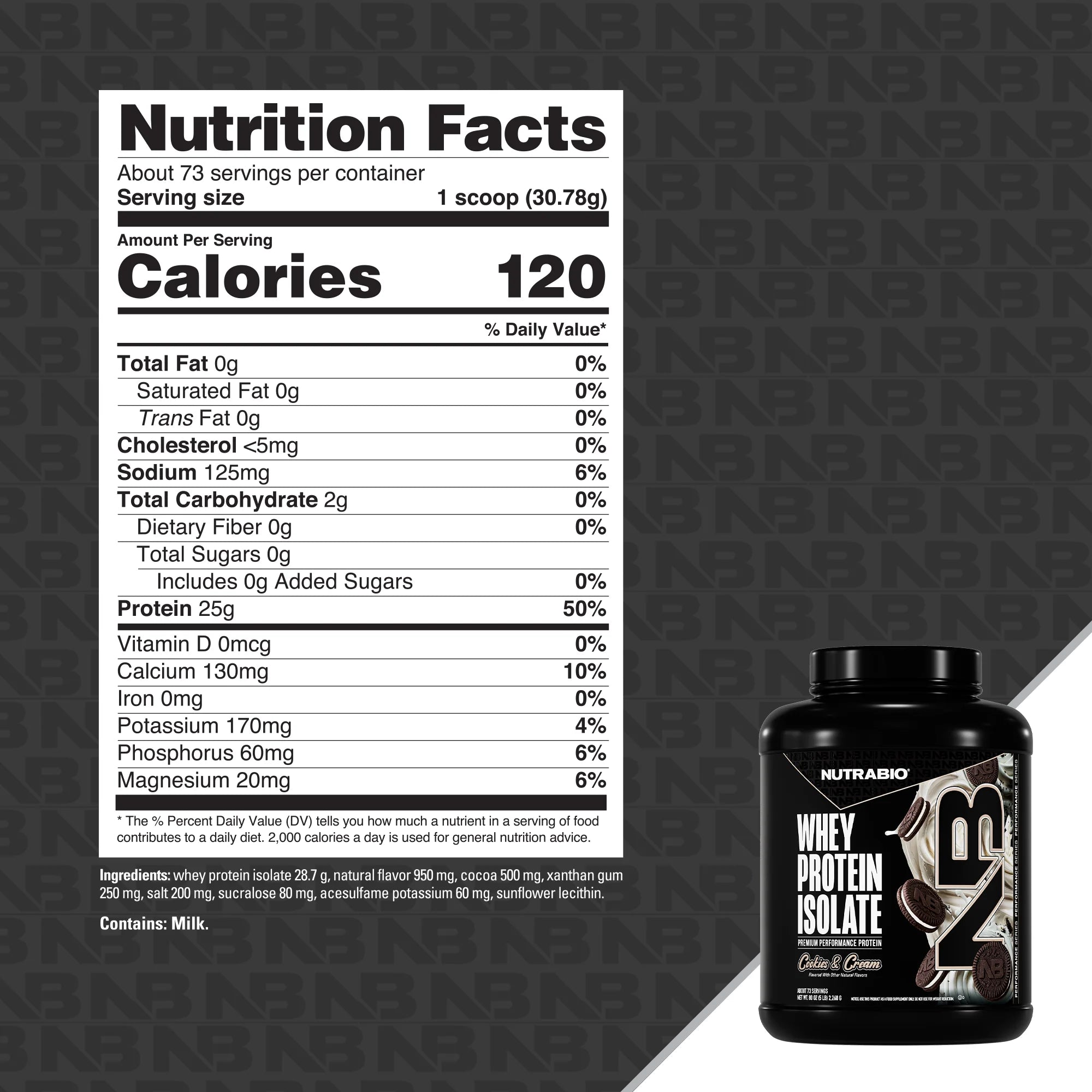 NutraBio Whey Protein Isolate 5LB