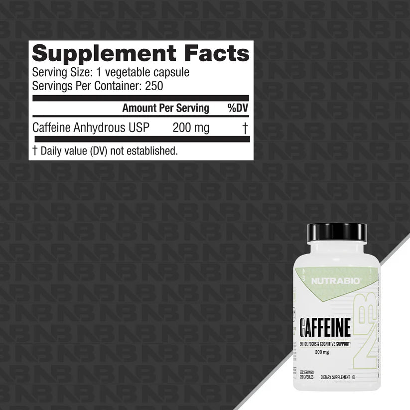 NutraBio Caffeine 200mg