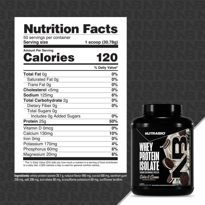 NutraBio Whey Isolate 50 servings