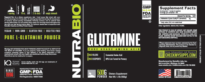 Nutrabio Glutamine 500 Grams